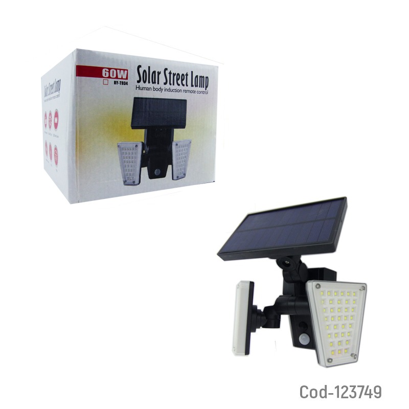 FOCO SOLAR LED DOBLE 60W PVC COD.123749 MOD. RY-T934 HENGLUGE