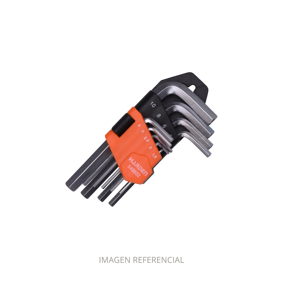 LLAVES HEXAGONALES 9 PIEZAS HARDEN 540605