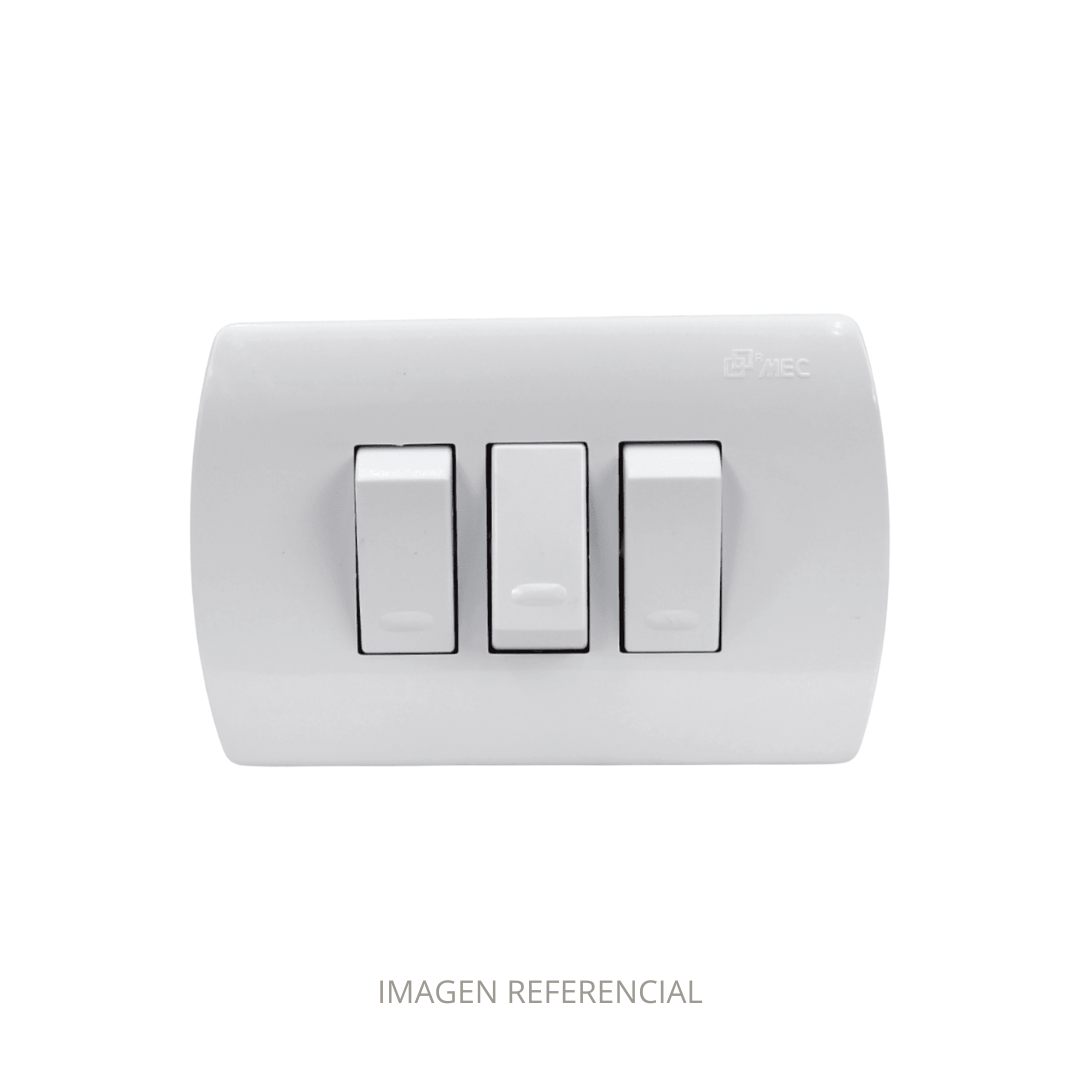 INTERRUPTOR TRIPLE 9/32 10A BLANCO SOBREPUESTO MEC 0100IA0355