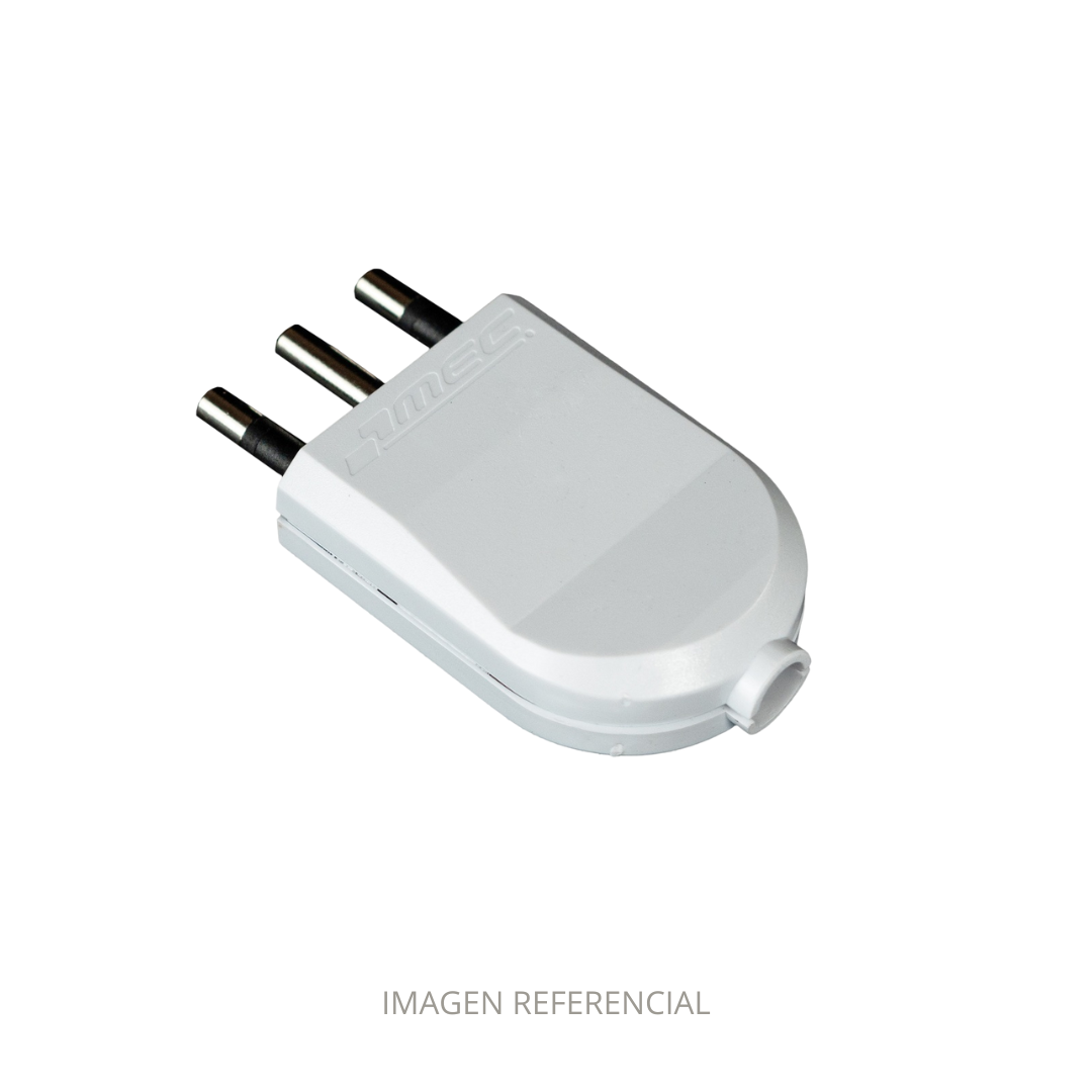 MACHO PLANO SALIDA RESTA C/TIERRA 250V 16A-2P+T BLANCO MEC 0300MV0292