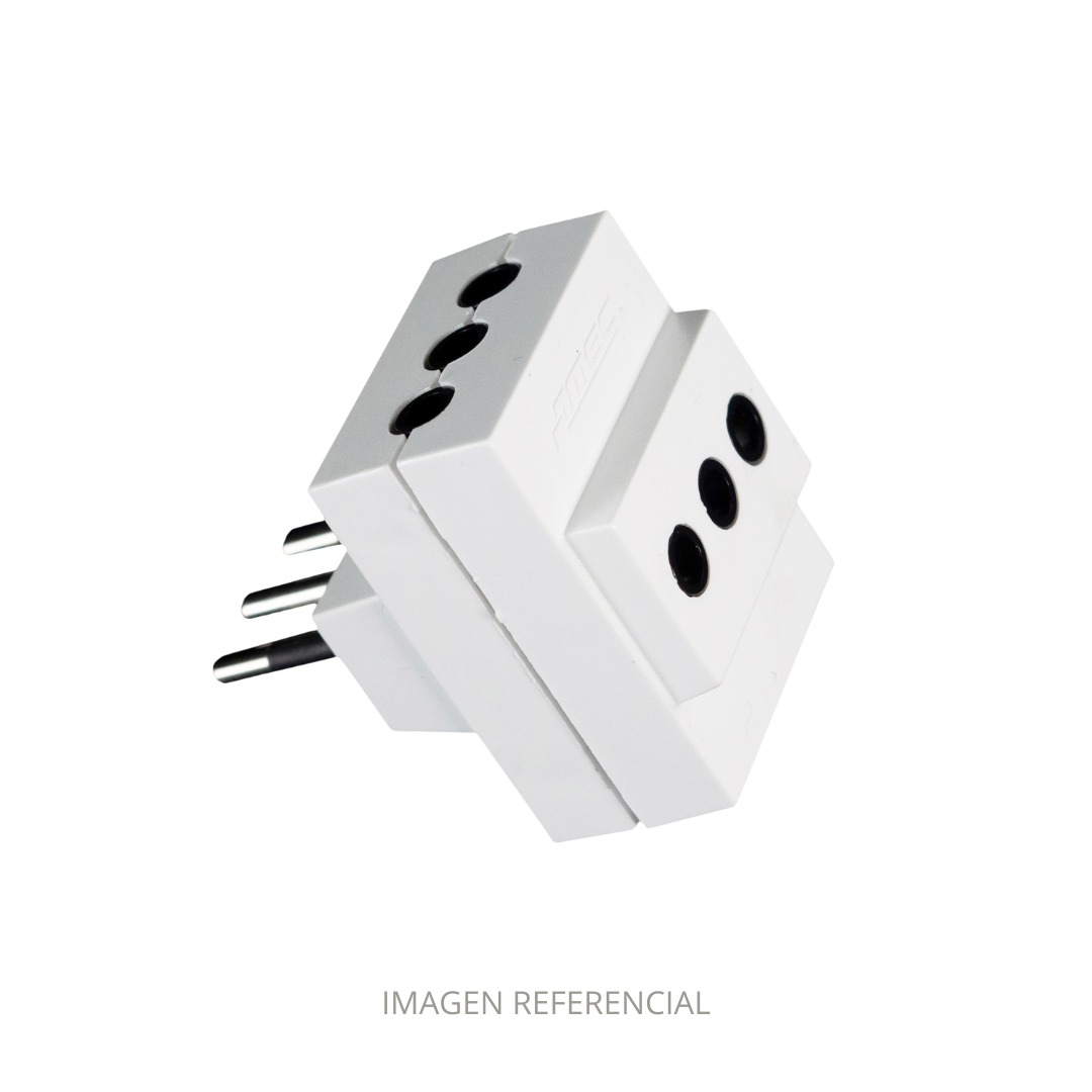 MACHO ADAPTADOR TRIPLE 2P+TIERRA CLA.CON LUZ PIL