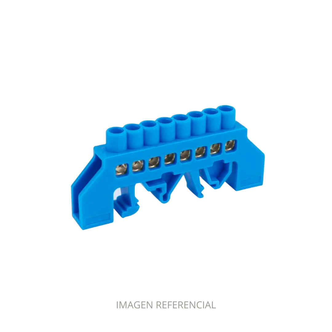 BARRA REP BRONCE AISLADA RIEL DIN AZUL 8 POLOS