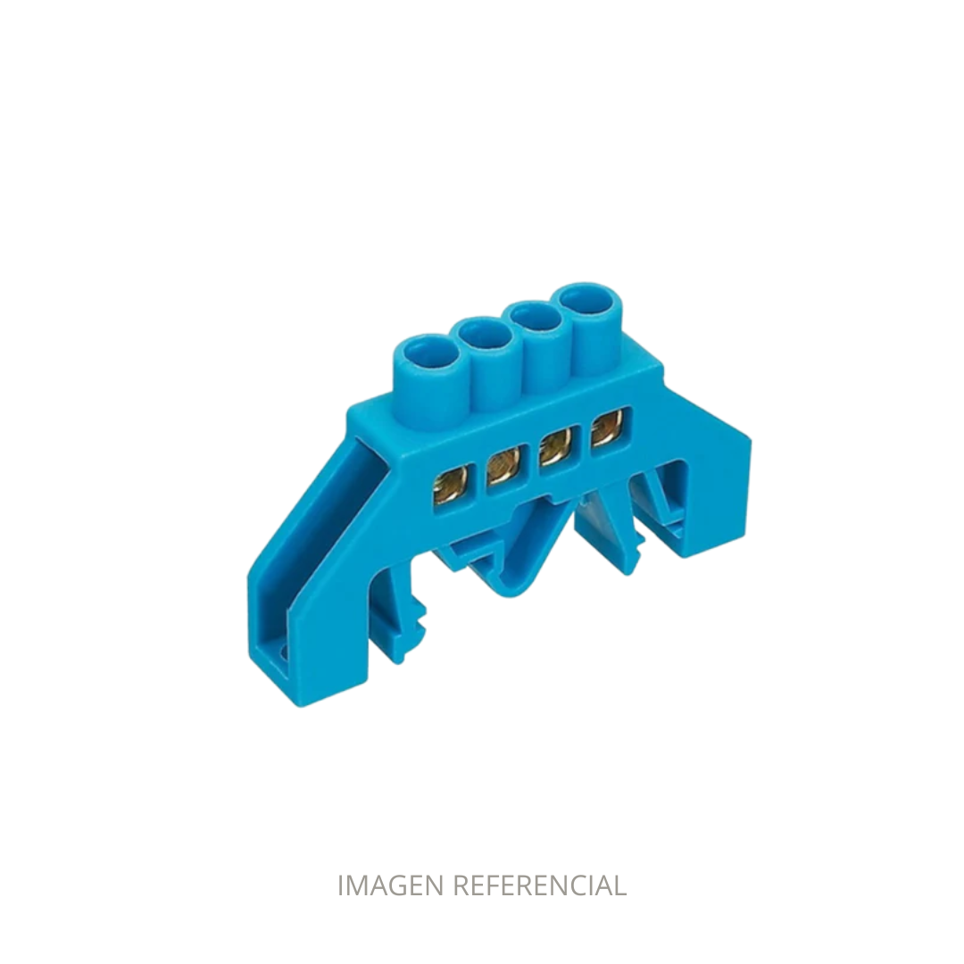 BARRA REP BRONCE AISLADA RIEL DIN AZUL 4 POLOS