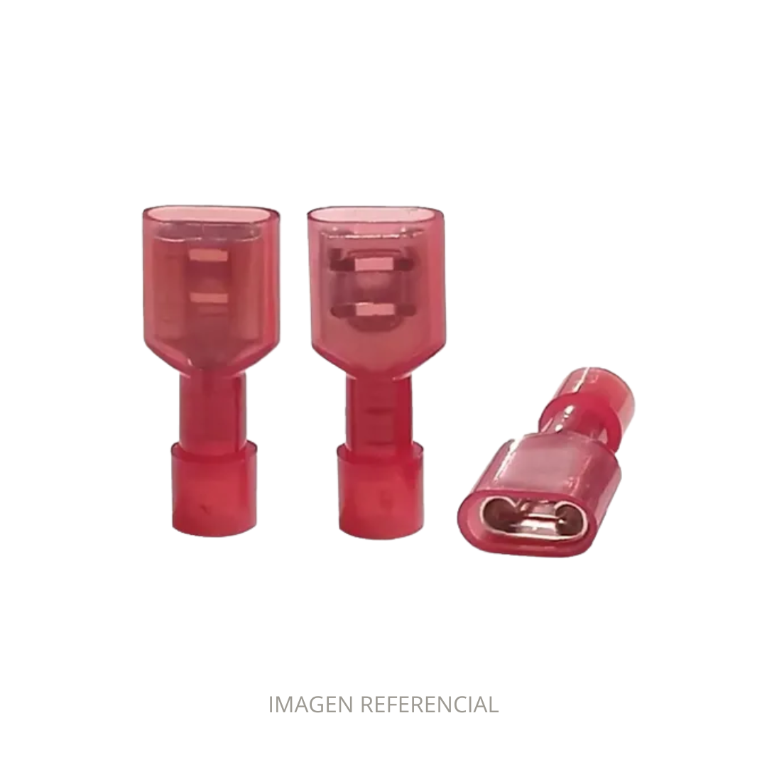 TERMINAL HEMBRA FASTON AISLAD 6.6MM COLOR ROJO P/CABLE 16-22 AWG