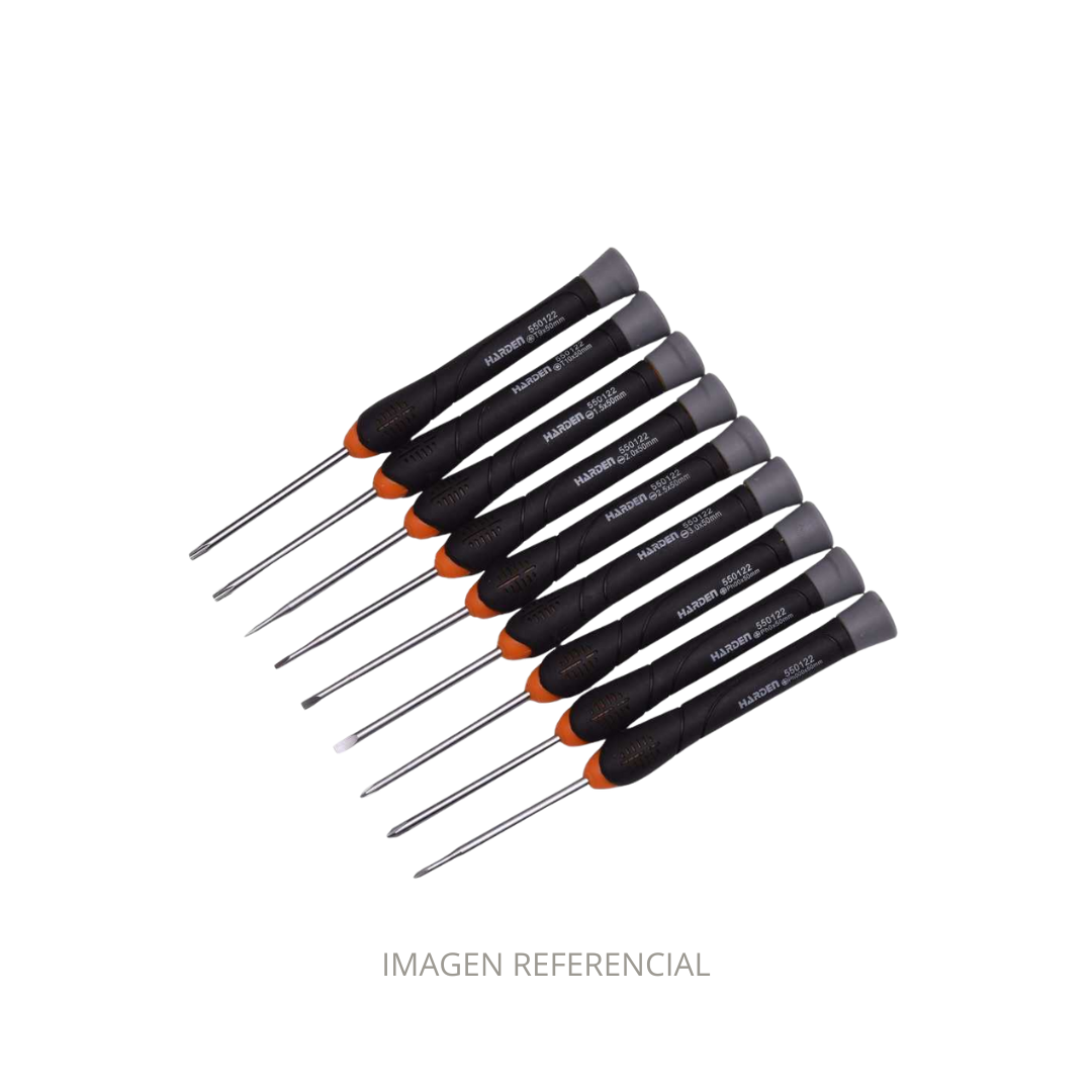 DESTORNILLADORES 9 PIEZAS CRUZ, PALETA, Y TORX HARDEN 550122