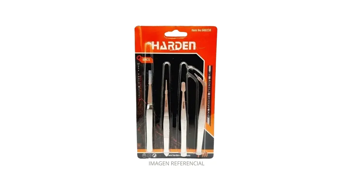 SET 4 PINZAS DE PRECISION ANTIMAGNETICAS HARDEN 660238