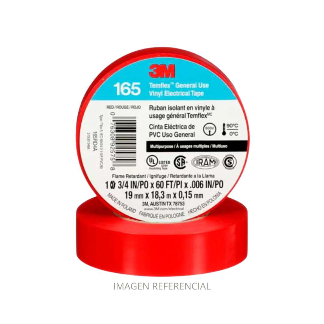 CINTA AISLANTE 3M ROJA 18MTS TEMFLEX