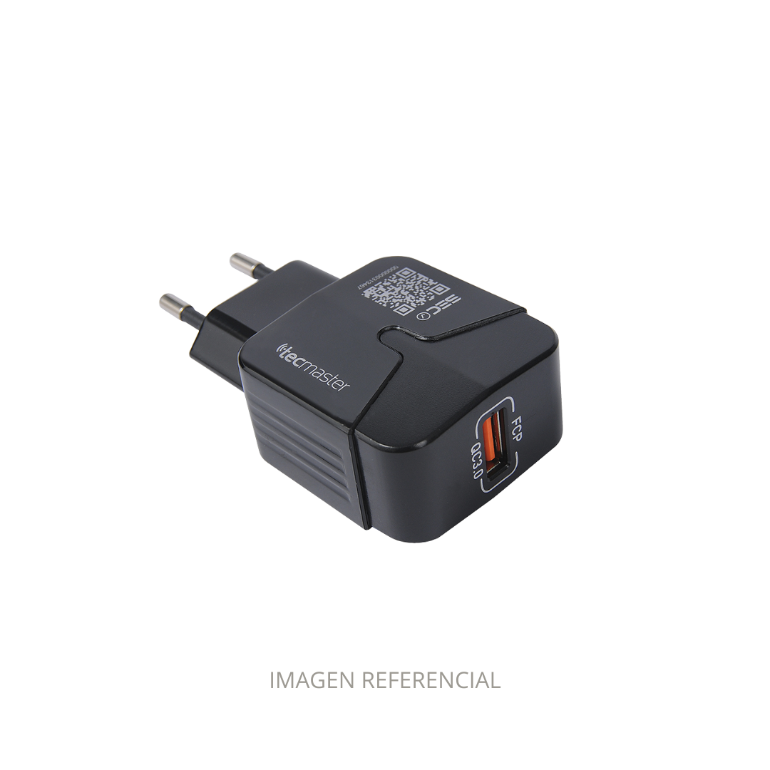 TECMASTER CARGADOR DE PARED QUICK CHARGE 1 PUERTO 3A MAX