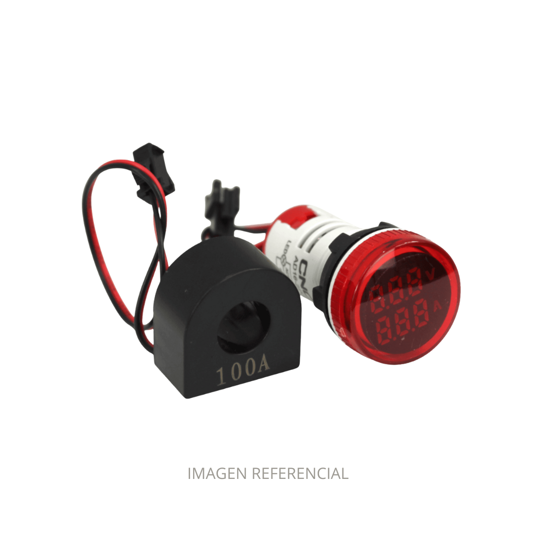 CHL180417 VOLTIMETRO Y AMPERIMETRO ALTERNO DIGITAL 22MM LED ROJO