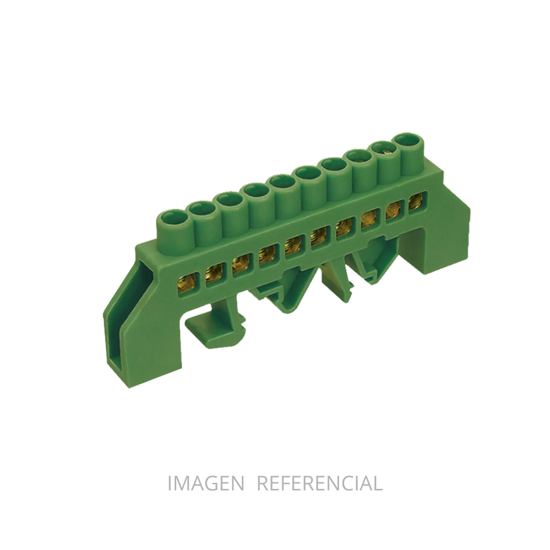 BARRA REP. BRONCE AISLADA RIEL DIN VERDE 10 POLOS