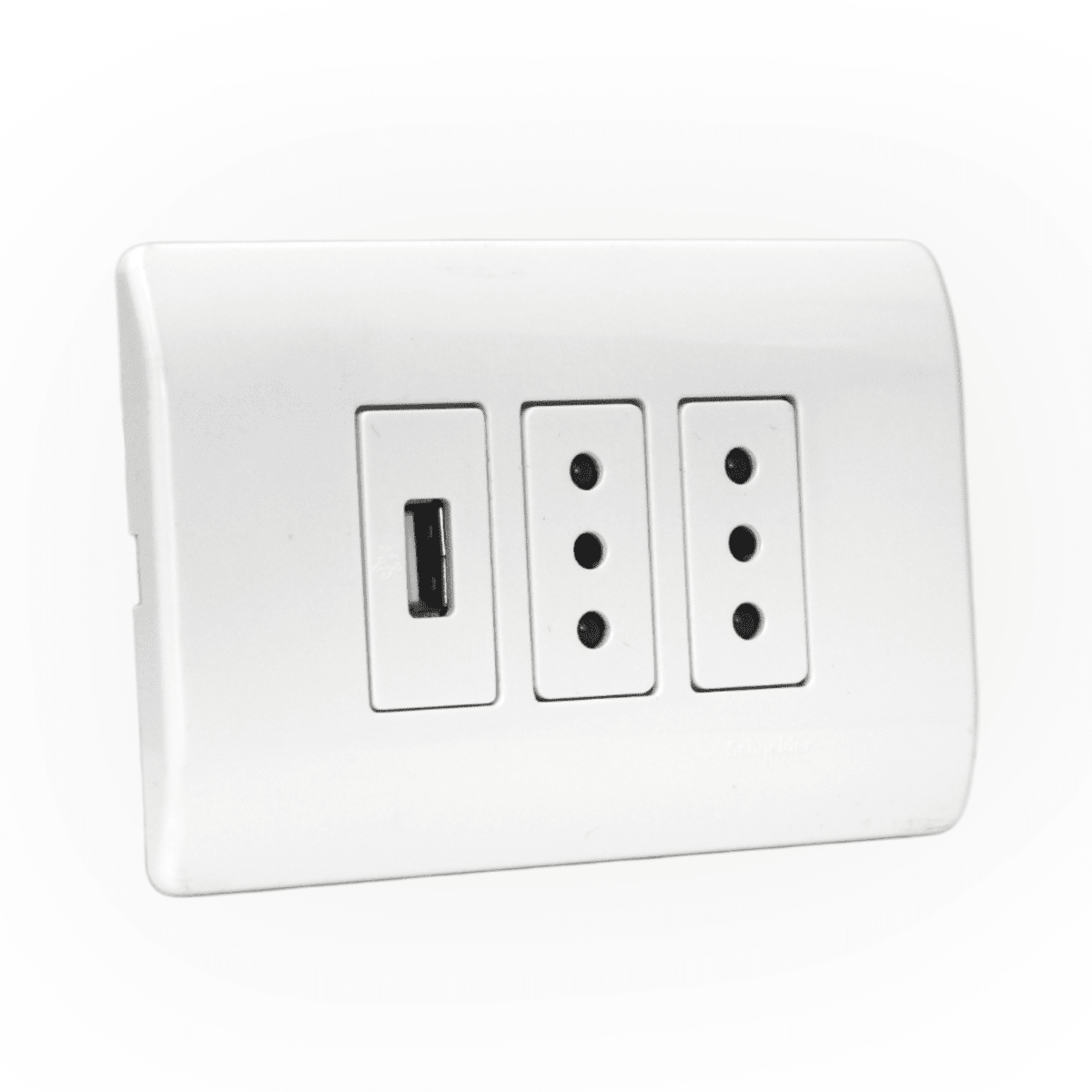 TOMACORRIENTE DOBLE 2P+TIERRA + USB 2.1A