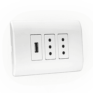 TOMACORRIENTE DOBLE 2P+TIERRA + USB 2.1A