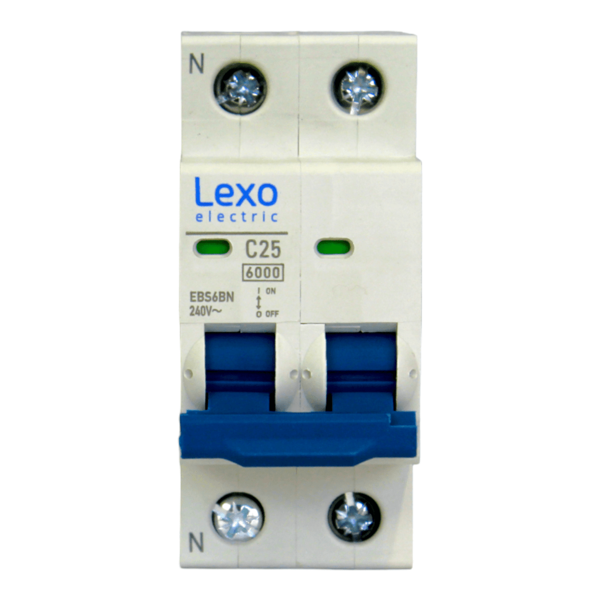 AUTOMATICO BIPOLAR AC 240V L+N X 25A 6KA CURVA C LEXO