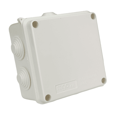 CAJA ESTANCA 100x100x70 PVC CON 7 CONOS