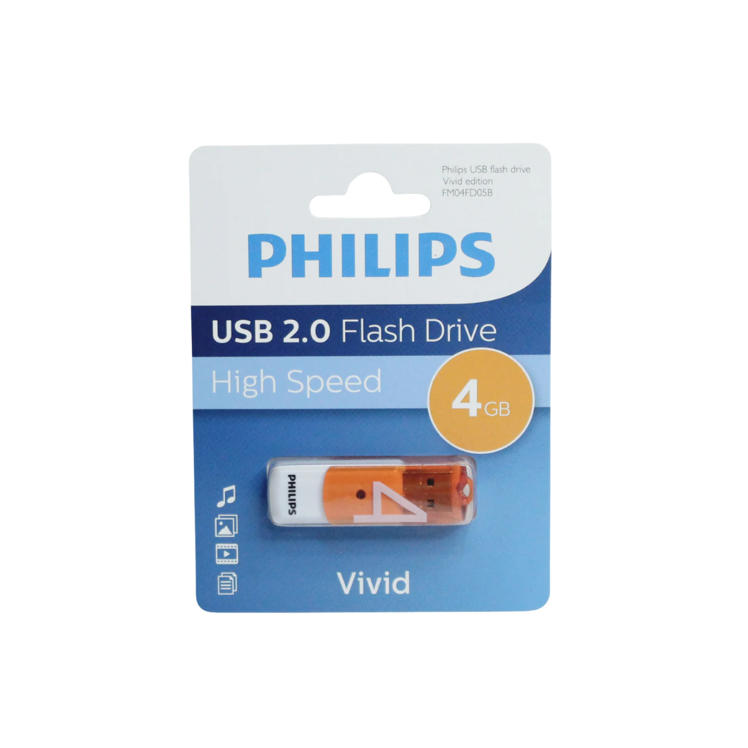 PENDRIVE PHILIPS VIVID 4GB (NARANJA) 2.0 FM04FD05B