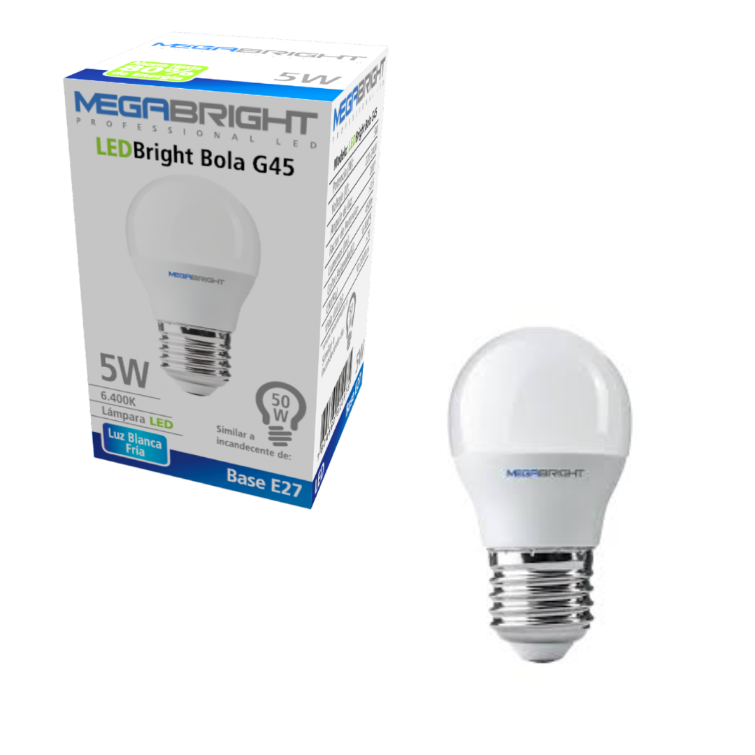 AMPOLLETA LED BOLA G45 E27 5W MEGABRIGHT