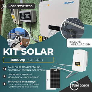 KIT DE ENERGIA SOLAR ON GRID 8KWP - INCLUYE INSTALACION