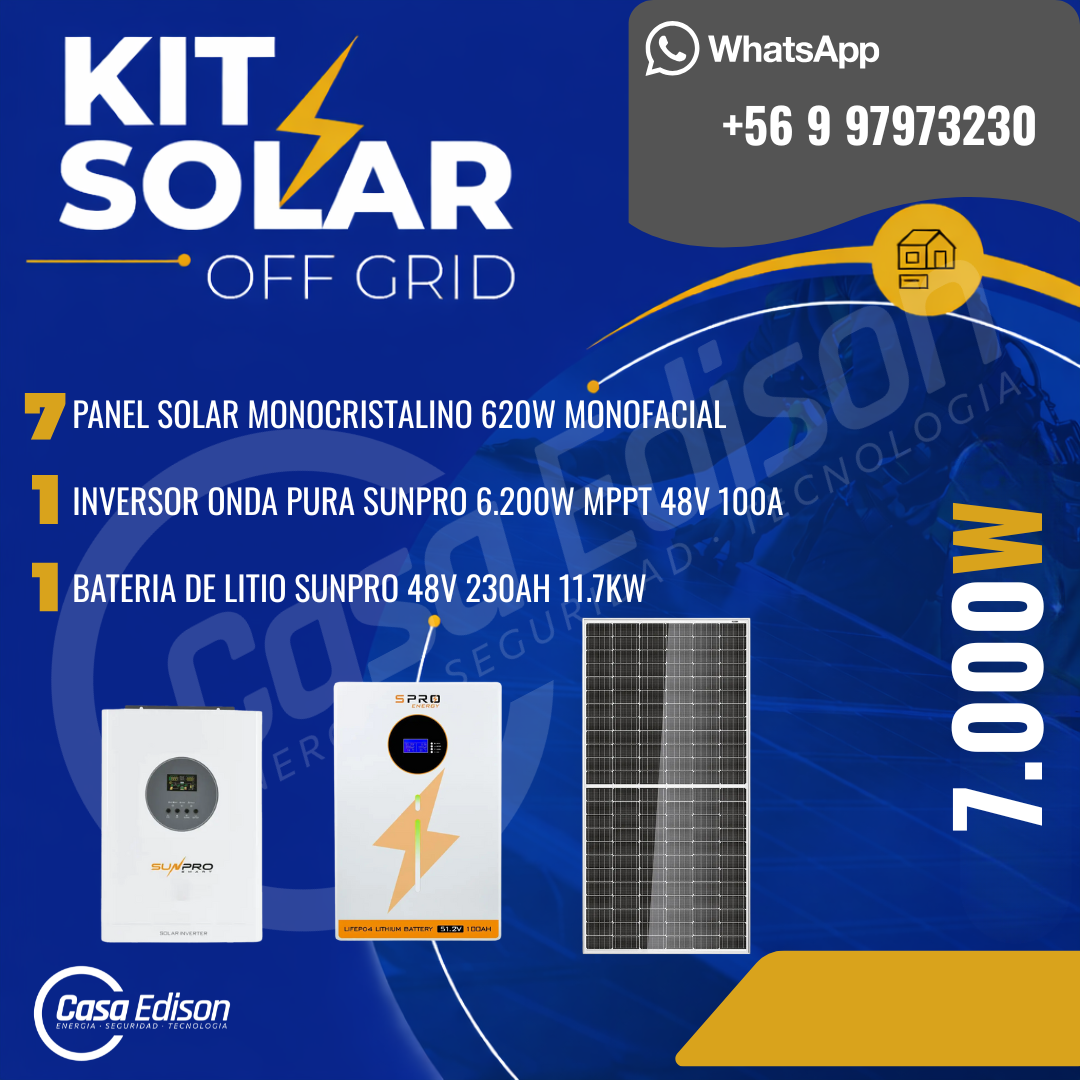 KIT DE ENERGIA SOLAR 7.000WH/DIA (MPPT) LITIO