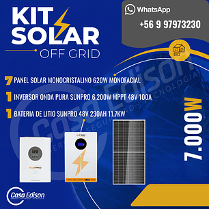 KIT DE ENERGIA SOLAR 7.000WH/DIA (MPPT) LITIO