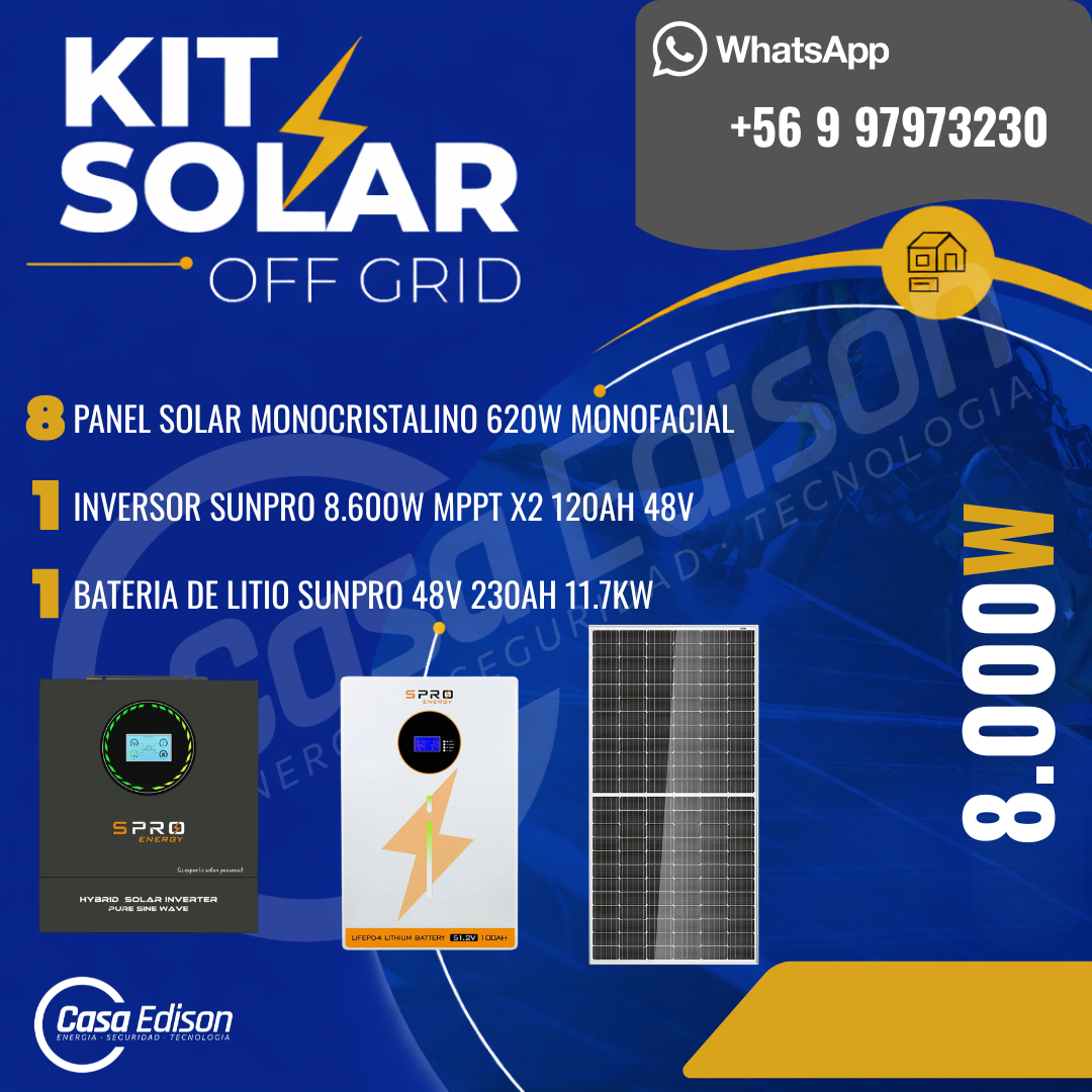 KIT DE ENERGIA SOLAR 8.000WH/DIA (MPPT) (LITIO)