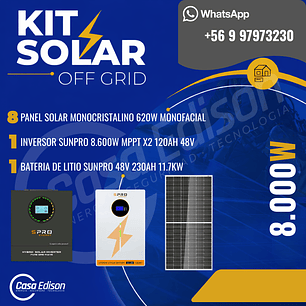 KIT DE ENERGIA SOLAR 8.000WH/DIA (MPPT) (LITIO)