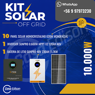 KIT DE ENERGIA SOLAR 10.000WH/DIA (MPPT) LITIO