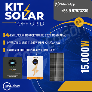 KIT DE ENERGIA SOLAR 15.000WH/DIA (MPPT) LITIO