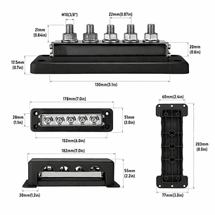 BUSBAR PARA CONEXION DE BATERIAS 600A (NEGATIVO)
