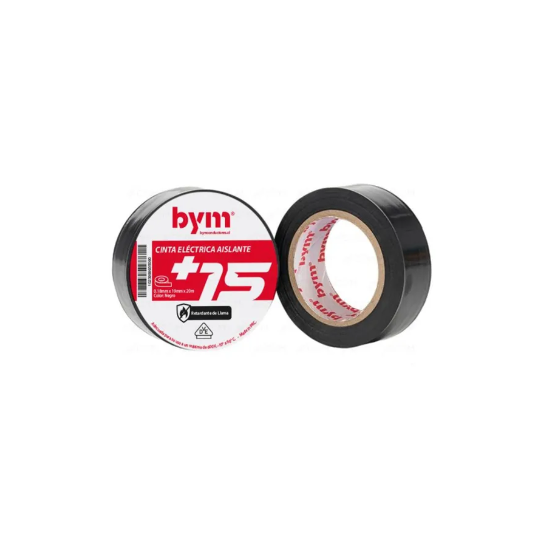 CINTA AISLANTE 20MTSX19MM NEGRA BYM