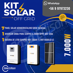 KIT DE ENERGIA SOLAR 7.000WH/DIA (MPPT) LITIO