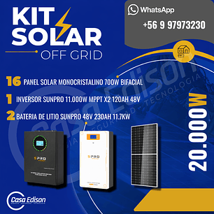 KIT DE ENERGIA SOLAR 20.000WH/DIA (MPPT) LITIO
