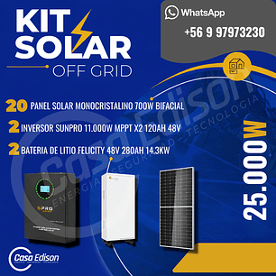 KIT DE ENERGIA SOLAR 25.000WH/DIA (MPPT) LITIO