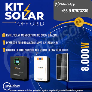 KIT DE ENERGIA SOLAR 8.000WH/DIA (MPPT) (LITIO)