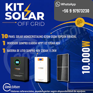 KIT DE ENERGIA SOLAR 10.000WH/DIA (MPPT) LITIO