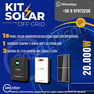 KIT DE ENERGIA SOLAR 20.000WH/DIA (MPPT) LITIO