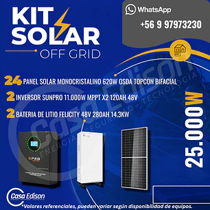 KIT DE ENERGIA SOLAR 25.000WH/DIA (MPPT) LITIO
