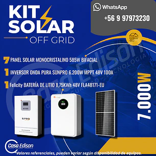 KIT DE ENERGIA SOLAR 7.000WH/DIA (MPPT) LITIO