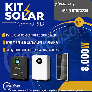 KIT DE ENERGIA SOLAR 8.000WH/DIA (MPPT) (LITIO)
