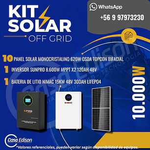 KIT DE ENERGIA SOLAR 10.000WH/DIA (MPPT) LITIO