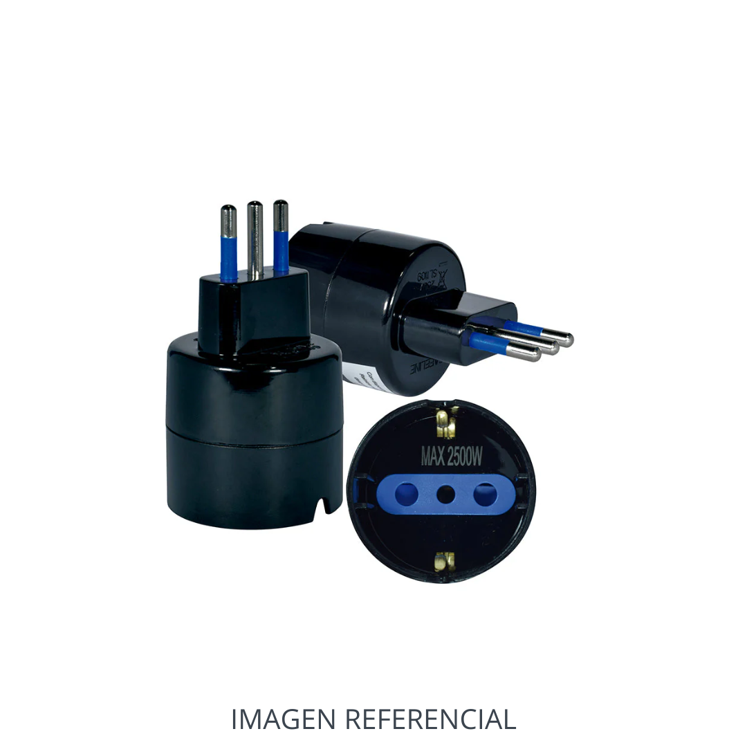 ADAPTADOR SCHUKO 2P+T 10A 250V NEGRO