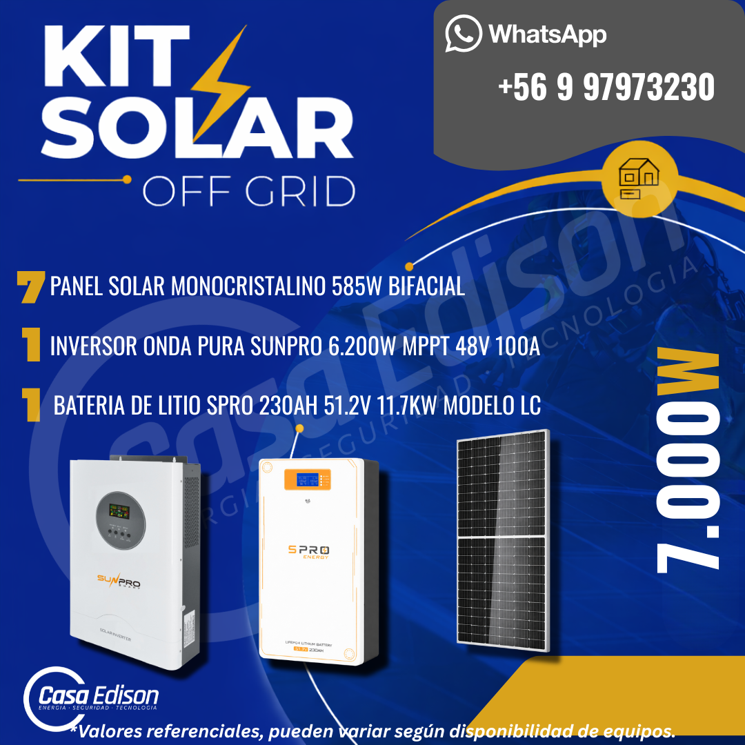 KIT DE ENERGIA SOLAR 7.000WH/DIA (MPPT) LITIO