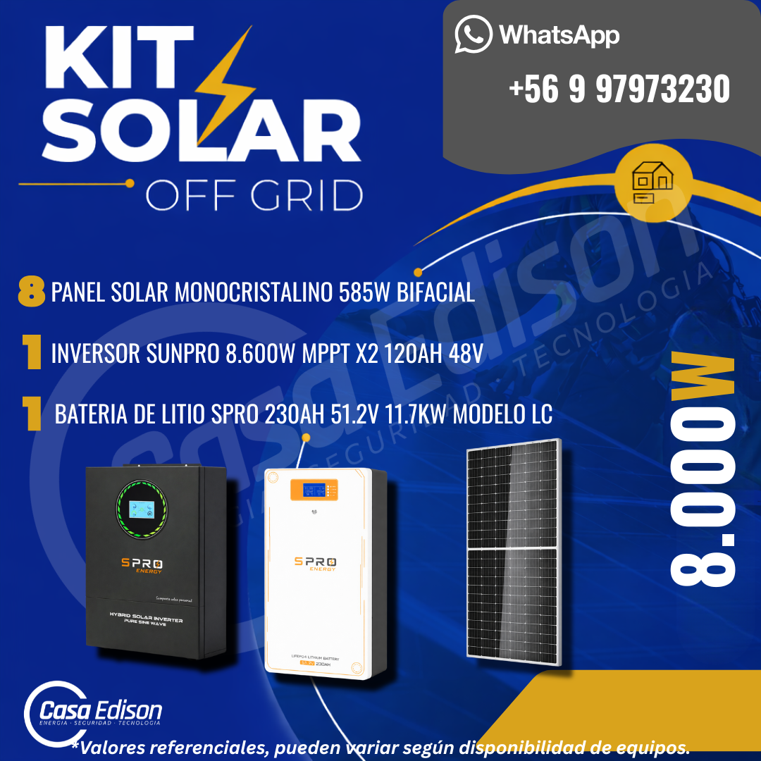 KIT DE ENERGIA SOLAR 8.000WH/DIA (MPPT) (LITIO)