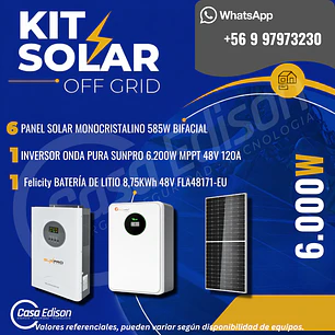 KIT DE ENERGIA SOLAR 6.000WH/DIA (MPPT) LITIO
