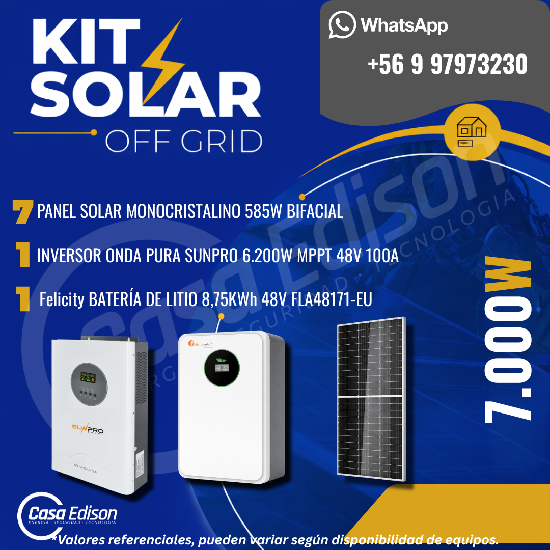 KIT DE ENERGIA SOLAR 7.000WH/DIA (MPPT) LITIO