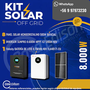 KIT DE ENERGIA SOLAR 8.000WH/DIA (MPPT) (LITIO)