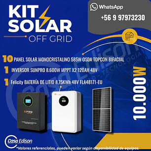 KIT DE ENERGIA SOLAR 10.000WH/DIA (MPPT) LITIO