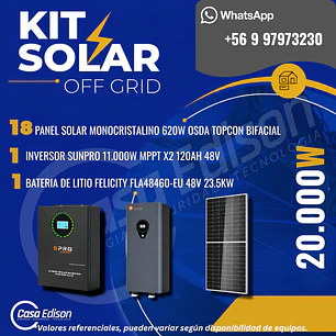 KIT DE ENERGIA SOLAR 20.000WH/DIA (MPPT) LITIO
