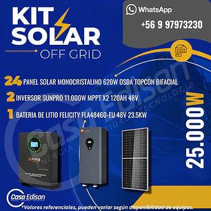 KIT DE ENERGIA SOLAR 25.000WH/DIA (MPPT) LITIO