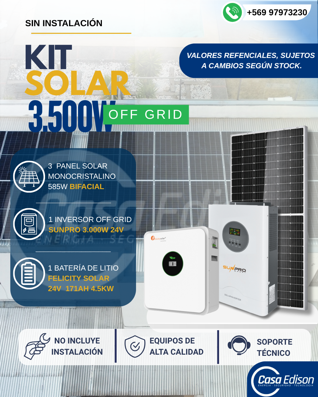 KIT DE ENERGIA SOLAR 3.000WH/DIA (MPPT) LITIO
