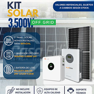 KIT DE ENERGIA SOLAR 3.000WH/DIA (MPPT) LITIO